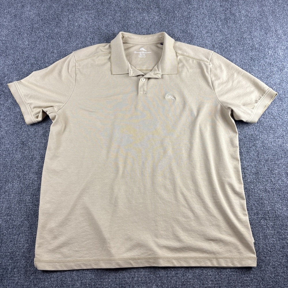Tommy Bahama Emfielder Johnny Collar Polo Shirt Men's XL Khaki Beige IslandZone
